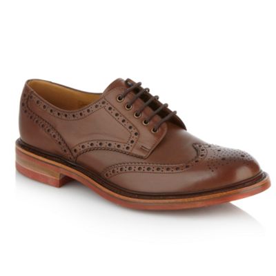 Loake wide fit brown striped soled brogues